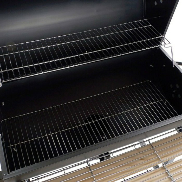DKD Home Decor Barbacoa de Acero y Madera 108x71x103 Negro y Natural