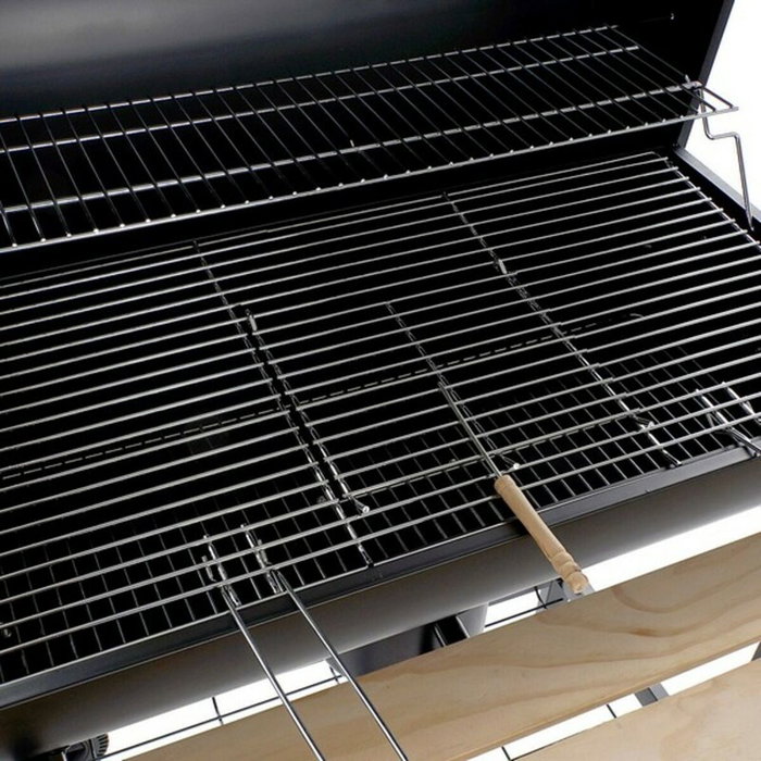 DKD Home Decor Barbacoa de Acero y Madera 108x71x103 Negro y Natural