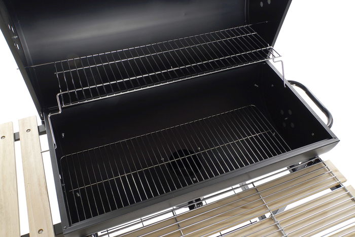 Barbacoa de Carbón con Tapa y Ruedas DKD Home Decor Negro Natural Madera Metal Acero 108 x 71 x 103 cm