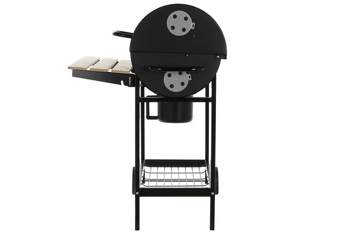 Barbacoa de Carbón con Tapa y Ruedas DKD Home Decor Negro Natural Madera Metal Acero 108 x 71 x 103 cm