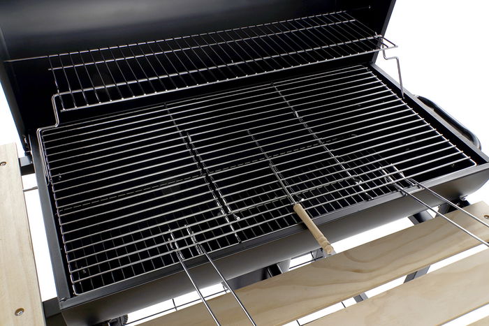 Barbacoa de Carbón con Tapa y Ruedas DKD Home Decor Negro Natural Madera Metal Acero 108 x 71 x 103 cm