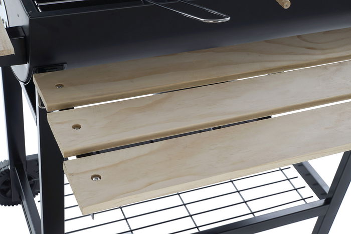 Barbacoa de Carbón con Tapa y Ruedas DKD Home Decor Negro Natural Madera Metal Acero 108 x 71 x 103 cm