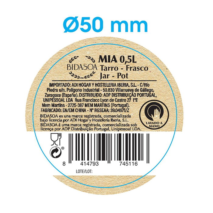 Tarro Vidrio Tape Acacia Mia Bidasoa 0,5 L (4 Unidades)