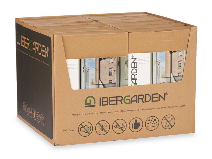 Ibergarden Mosquitera Magnética para Puerta 90x210 cm Negra Poliéster y Imán (Set de 12)