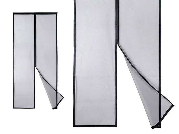 Ibergarden Mosquitera Magnética para Puerta 90x210 cm Negra Poliéster y Imán (Set de 12)