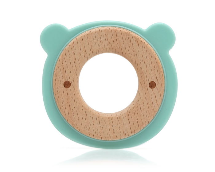 KioKids Mordedor Madera y Silicona Verde para Bebés +3 Meses - Alivio Dentición KioKids Mordedor Madera y Silicona Verde para Bebés +3 Meses - Alivio Dentición