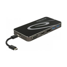 DeLOCK Dockingstation USB Type-C™ 3.2 4K HDMI + DP / 1080p VGA, USB Hub y PD 3.0