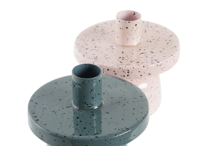 DKD Home Decor Portavelas de Metal con Diseño de Terrazo Surtido