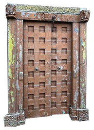 DKD Home Decor Puerta Antigua de Teca Natural Pieza Única 153x20x210