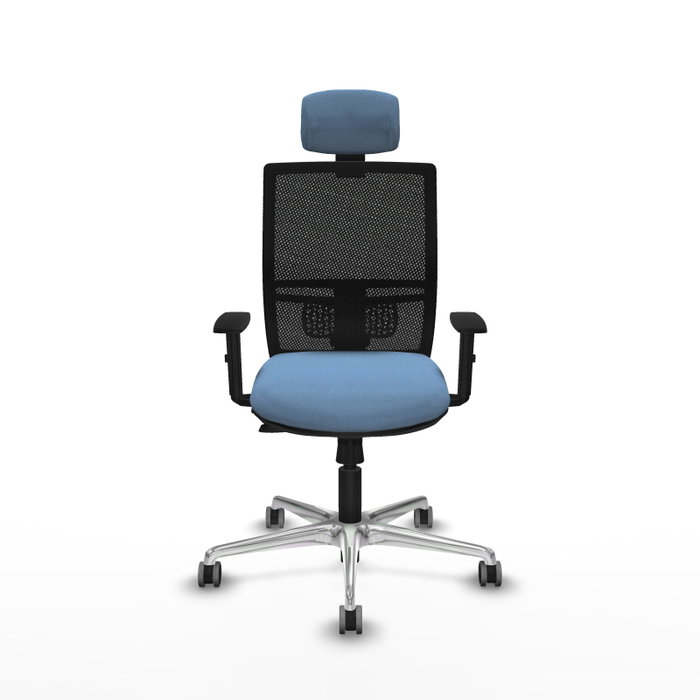 PIQUERAS Y CRESPO Silla de oficina Yunquera con mecanismo Sincro/Traslack, Azul cielo y Negro
