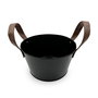 Inde Cubo Metal Redondo con Asas de Piel Negro 18 cm (24 Unidades)