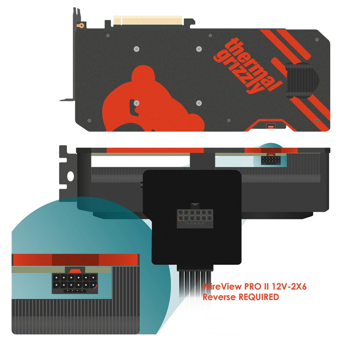 Thermal Grizzly WireView Pro II (Negro, Reversed, 12V-2x6-Pin, USB-C) Thermal Grizzly WireView Pro II (Negro, Reversed, 12V-2x6-Pin, USB-C)