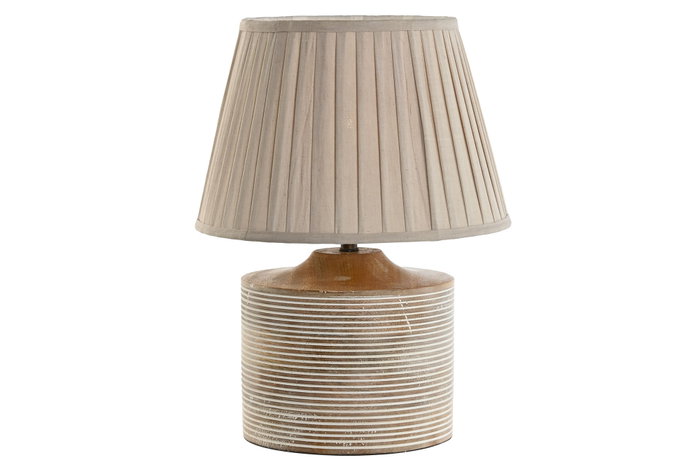 DKD Home Decor Lámpara de Sobremesa Mango Algodón Natural 30x30x41 cm
