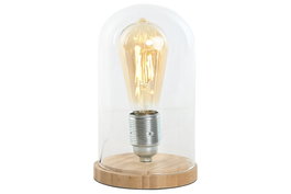 DKD Home Decor Lámpara de Sobremesa de Cristal y Bambú Natural
