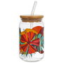 Home Deco Factory Vaso de Vidrio 450 ml con Tapa de Bambú y Pajita - Colección Paradis Exotiqu