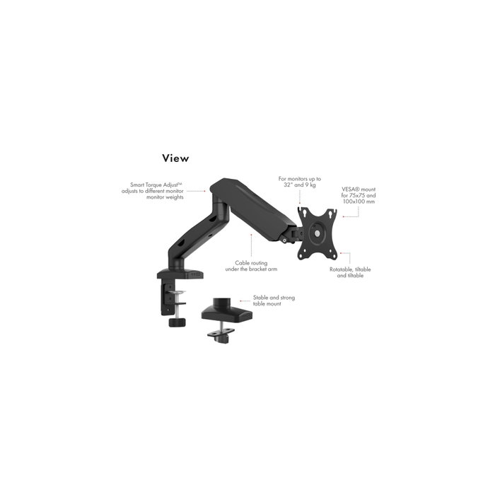 ICY BOX IB-MS203-T Soporte para Monitor de hasta 32 pulgadas, 9 kg, Gris y Plata