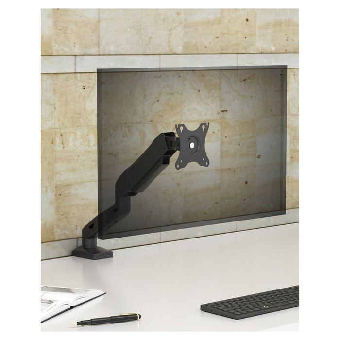 ICY BOX IB-MS203-T Soporte de monitor para escritorio, 1 pantalla hasta 32" (9 kg), VESA 75x75/100x100 mm, altura/inclinación/rotación ajustables, Negro