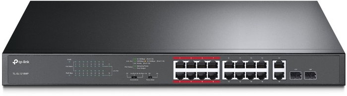 TP-Link TL-SL1218MP Switch PoE de 20 puertos, 16 puertos 10/100 Mbps y 2 puertos Gigabit SFP combo, Negro TP-Link TL-SL1218MP Switch PoE de 20 puertos, 16 puertos 10/100 Mbps y 2 puertos Gigabit SFP combo, Negro