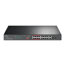 Tp-Link Switch TL-SL1218MP Gestionable de 16 Puertos PoE+ y 2 Gigabit con 250W PoE, Montaje en Rack
