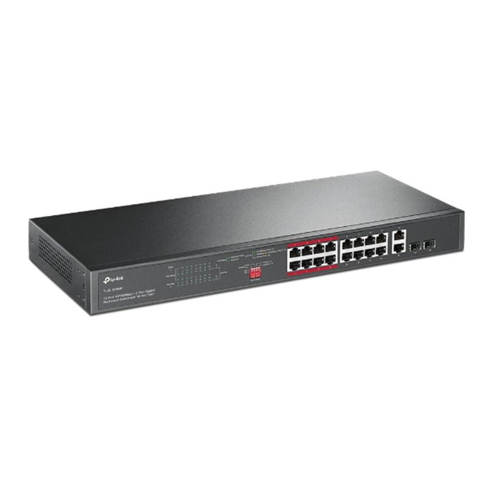 Tp-Link Switch TL-SL1218MP Gestionable de 16 Puertos PoE+ y 2 Gigabit con 250W PoE, Montaje en Rack