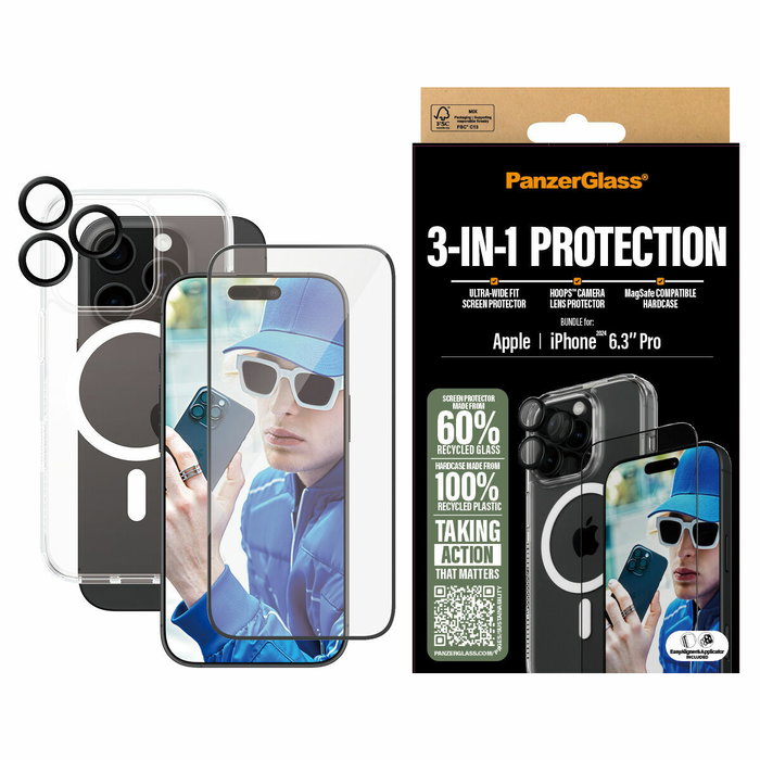 PanzerGlass Protector 3-en-1 para iPhone 16 Pro 6,3 pulgadas