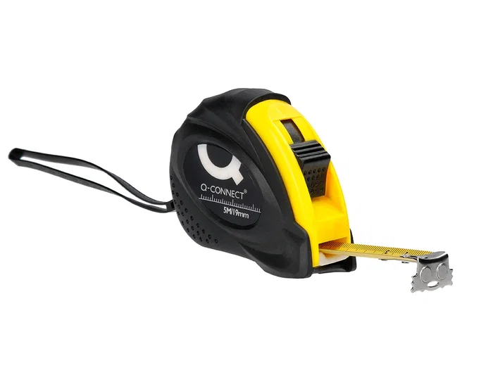 Q-connect Flexómetro con Freno y Material Antichoque, Ancho 19 mm, Longitud 5 m