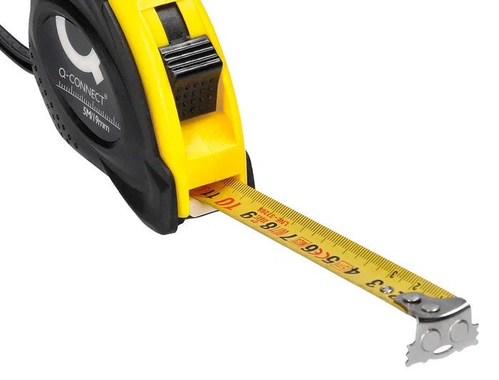 Q-connect Flexómetro con Freno y Material Antichoque, Ancho 19 mm, Longitud 5 m