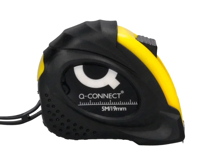 Q-connect Flexómetro con Freno y Material Antichoque, Ancho 19 mm, Longitud 5 m