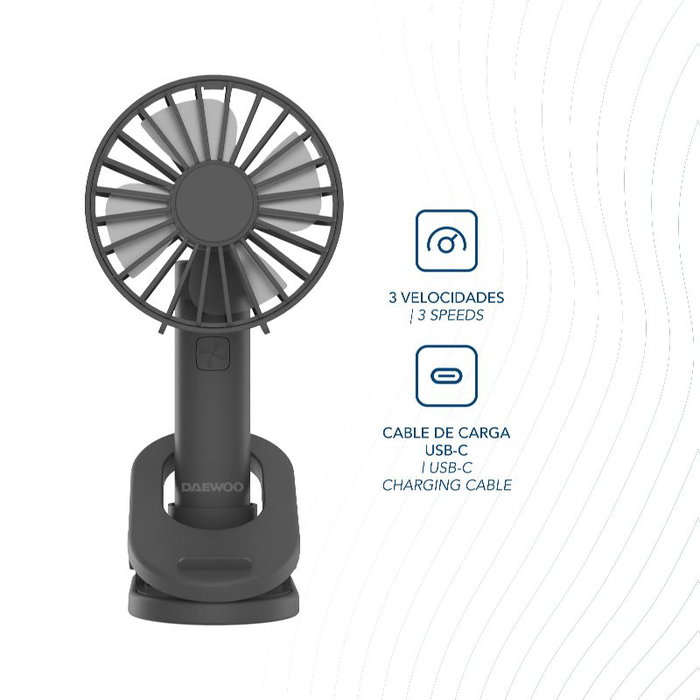 Daewoo Ventilador de Sobremesa con Clip, Orientable, 5W - Soporte para Mesa