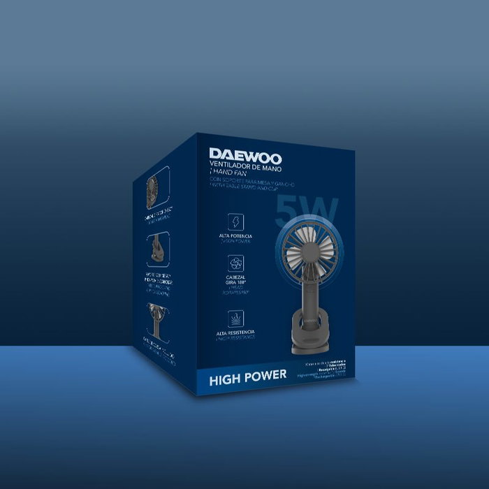 Daewoo Ventilador de Sobremesa con Clip, Orientable, 5W - Soporte para Mesa