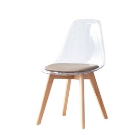 DKD Home Decor Silla de Policarbonato y Madera con Tapizado Beige