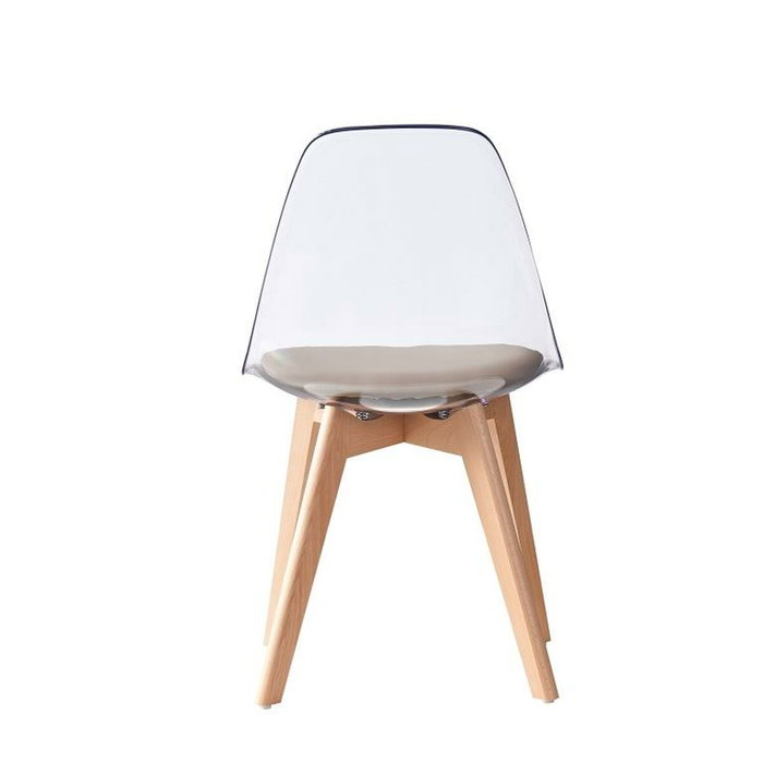 DKD Home Decor Silla de Policarbonato y Madera con Tapizado Beige DKD Home Decor Silla de Policarbonato y Madera con Tapizado Beige