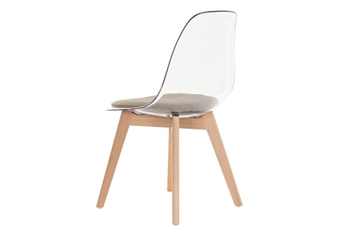 DKD Home Decor Silla Urban Beige Policarbonato y Madera 47 x 81 x 54 cm