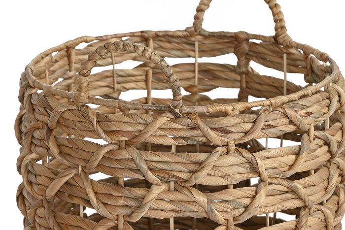 DKD Home Decor Set de 3 Cestas de Jacinto de Agua Natural