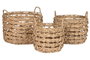 DKD Home Decor Set de 3 Cestas de Jacinto de Agua Natural