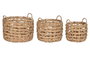 DKD Home Decor Set de 3 Cestas de Jacinto de Agua Natural