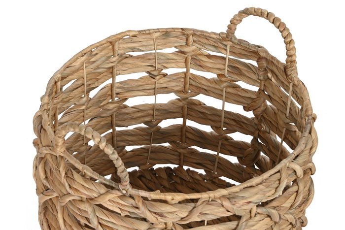 DKD Home Decor Set de 3 Cestas de Jacinto de Agua Natural