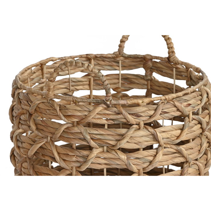 DKD Home Decor Set de 3 Cestas de Jacinto de Agua Natural