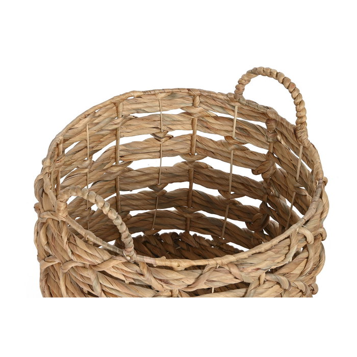 DKD Home Decor Set de 3 Cestas de Jacinto de Agua Natural
