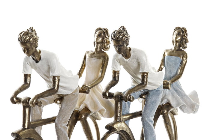 DKD Home Decor Figura de Resina Pareja Bicicleta Cobrizo
