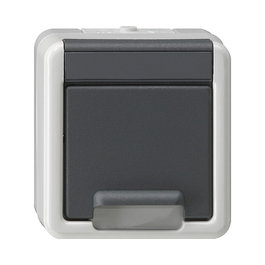GIRA 441430 Enchufe Schuko con Tapa Abatible y SafetyPlus WG Gris