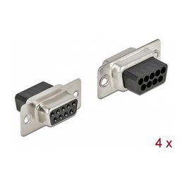DeLOCK 66719 Conector Hembra D-Sub 9 Pin Crimp Metal, 4 Piezas
