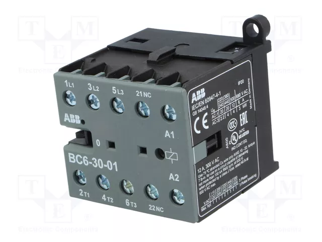 ABB BC6-30-01-01 Contactor 3-polar 9A 24VDC ABB BC6-30-01-01 Contactor 3-polar 9A 24VDC
