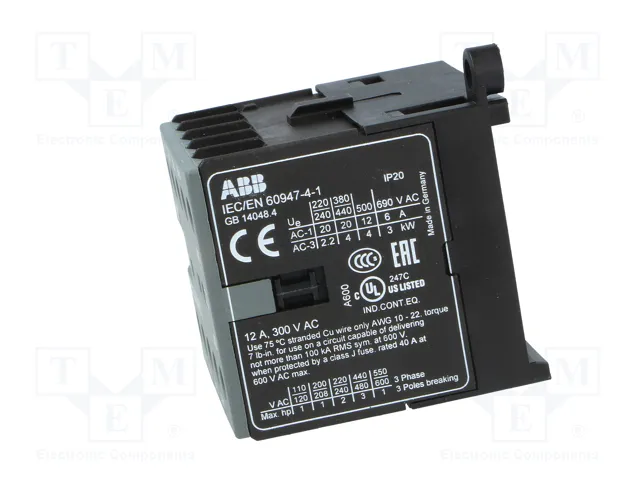ABB BC6-30-01-01 Contactor 3-polar 9A 24VDC ABB BC6-30-01-01 Contactor 3-polar 9A 24VDC