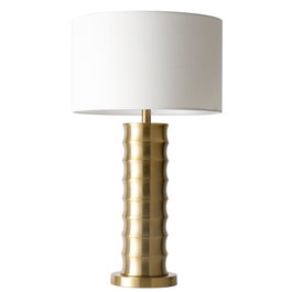 DKD Home Decor Lámpara de Sobremesa Metal y Poliéster Dorado y Crudo