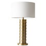 DKD Home Decor Lámpara de Sobremesa Metal y Poliéster Dorado y Crudo