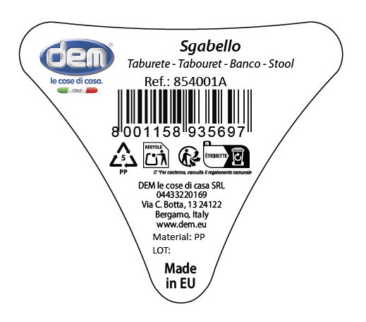 Dem Taburete Blanco 33.5x37.5x45.5cm Dem Taburete Blanco 33.5x37.5x45.5cm