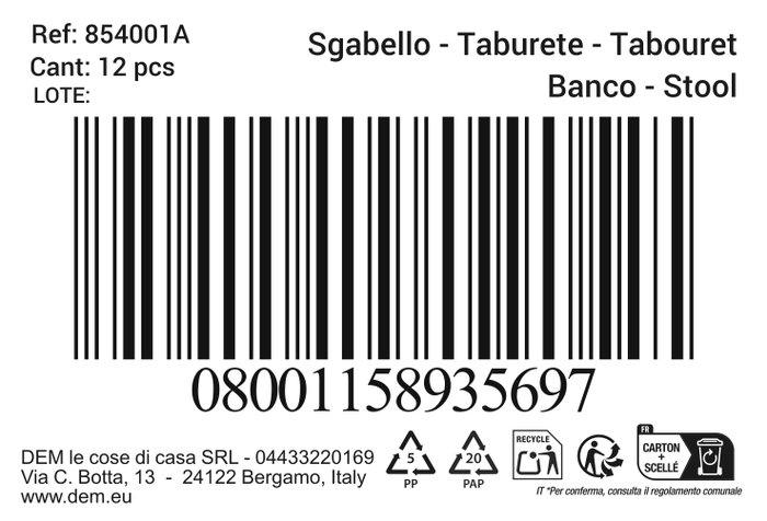 Dem Taburete Blanco 33.5x37.5x45.5cm
