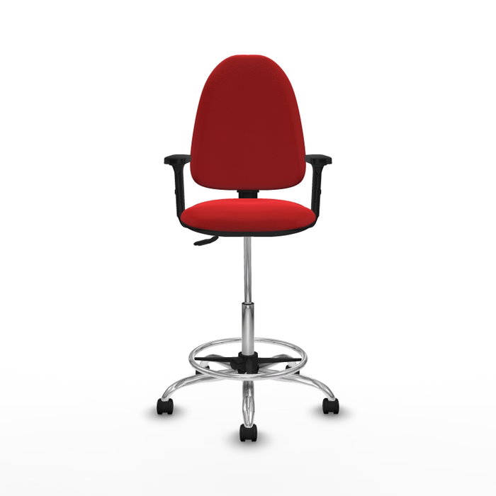 PIQUERAS Y CRESPO Taburete Aýna Rojo con Brazos 2D y Base Cromada PIQUERAS Y CRESPO Taburete Aýna Rojo con Brazos 2D y Base Cromada
