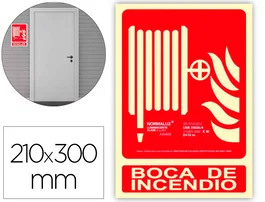 Archivo 2000 Pictograma Boca de Incendio PVC Rojo Luminiscente 210x300 mm